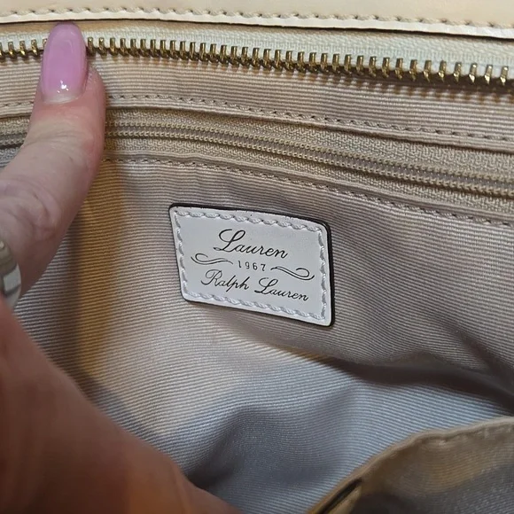 Lauren Ralph Lauren Vintage White/Tan Straw-like Shoulder Bag - Picture 11 of 16